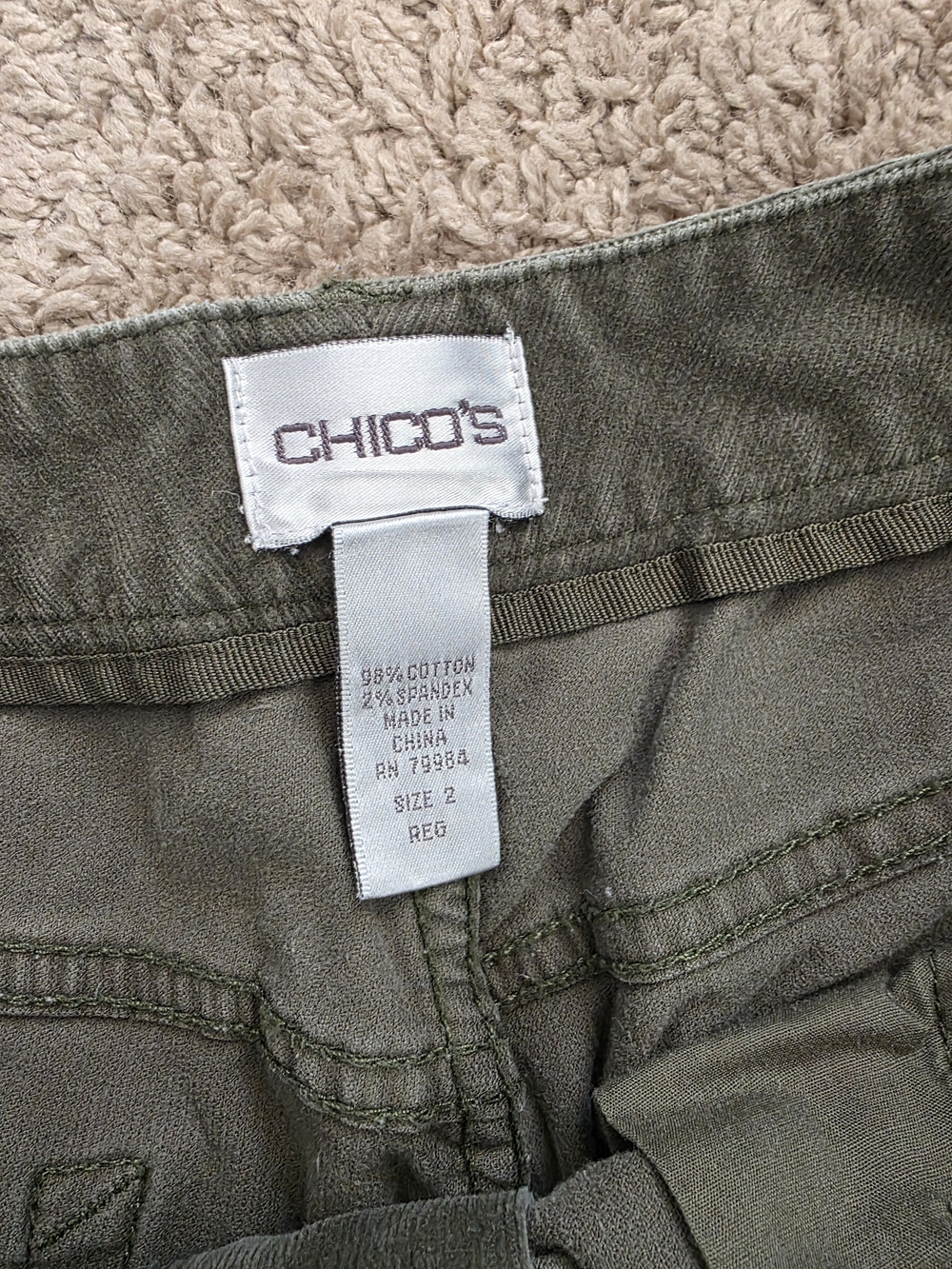 Chico's Corduroy Olive Green Wide-Leg Jeans - Picture 2 of 3